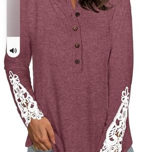 Cute Long Sleeve Button up Rose color Top!! EUC!!